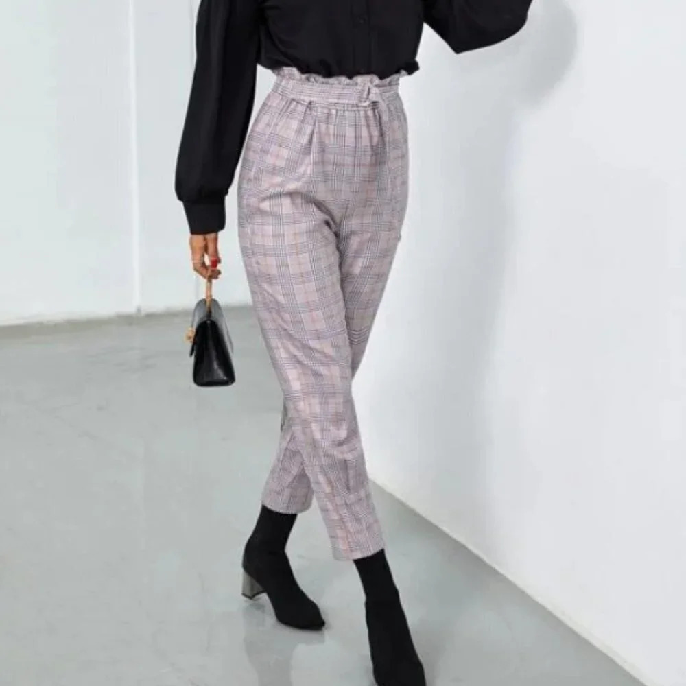 SHEIN High Waisted Belted Pants